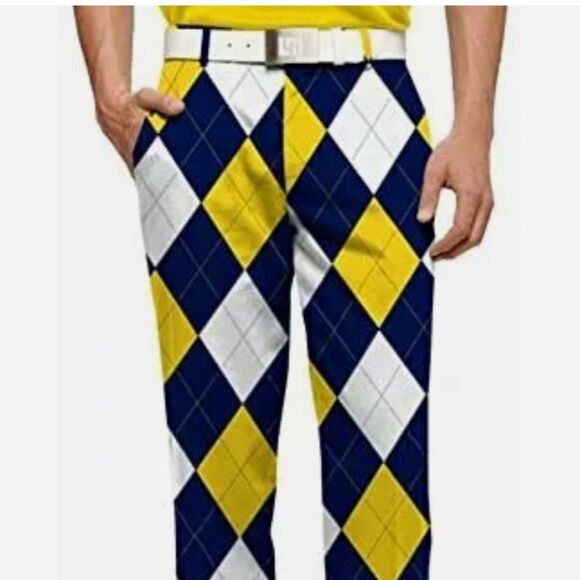Loudmouth Blue, Yellow and White Argyle Golf Pants 32X34L - Picture 12 of 12